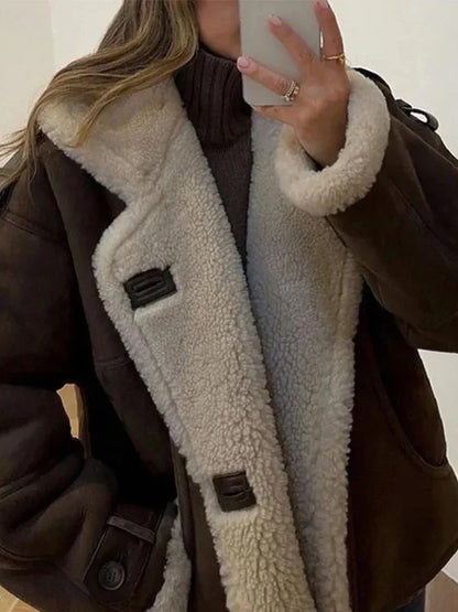 Manteau Femme Élégant à Col Revers avec Fermeture Éclair pour Automne et Hiver - LuxeStyle