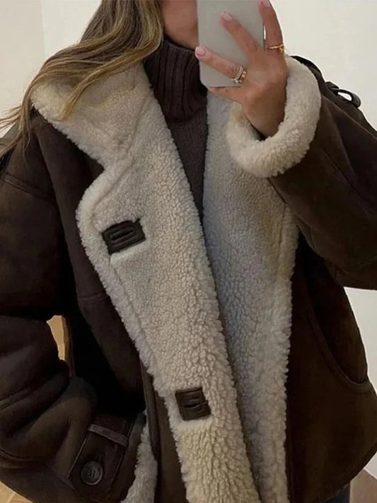 Manteau Femme Élégant à Col Revers avec Fermeture Éclair pour Automne et Hiver - LuxeStyle