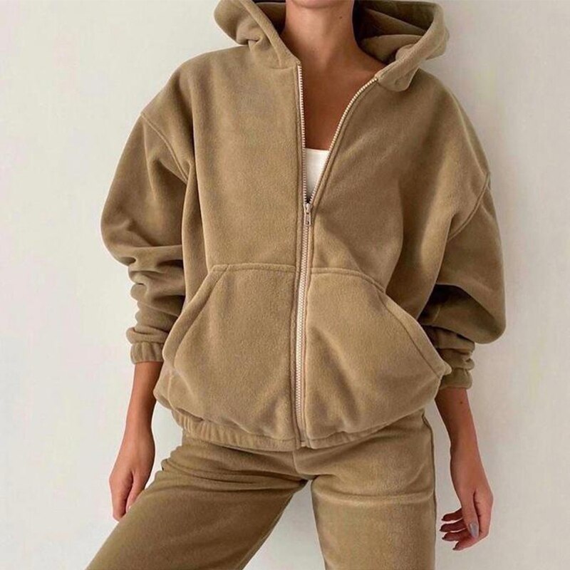 Survêtement à capuche décontracté et oversized pour femmes