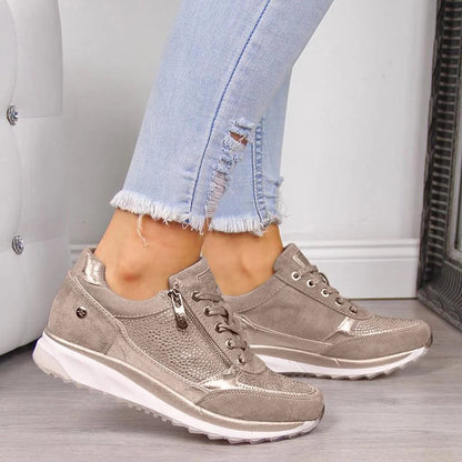 Chaussures Sport Femme Brillantes à Fermeture Rapide