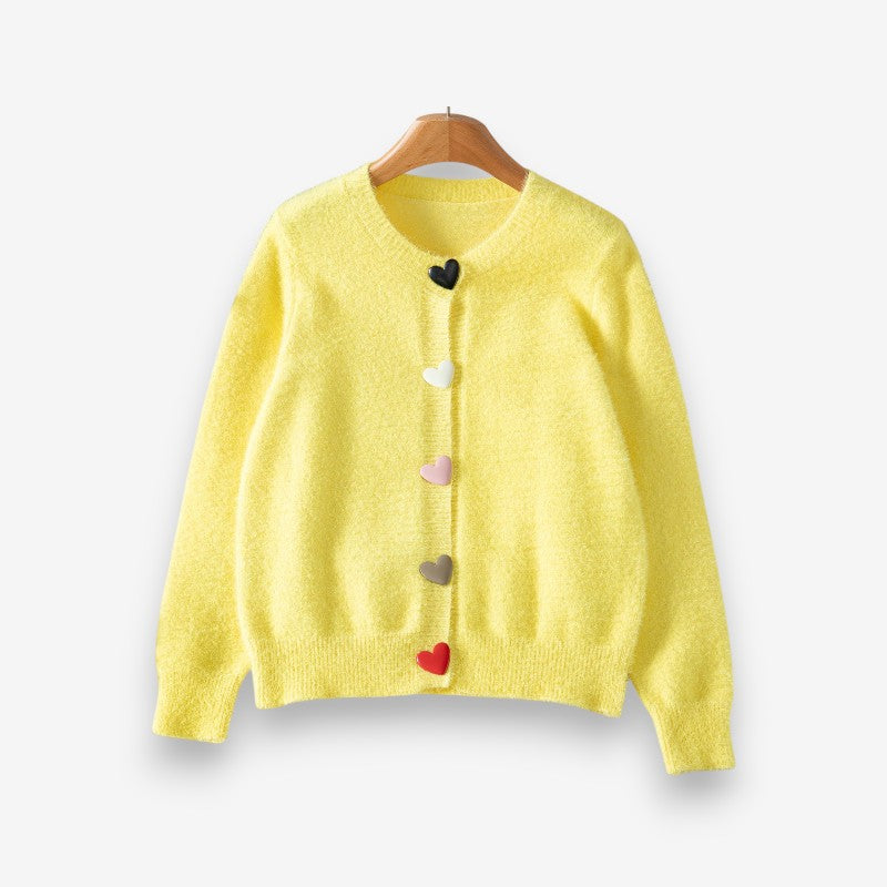 Cardigan Cœur Douillet à Manches Longues - LuxeStyle