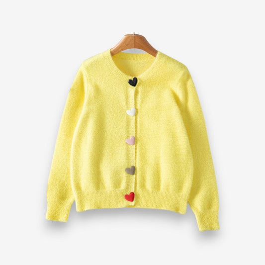 Cardigan Cœur Douillet à Manches Longues - LuxeStyle