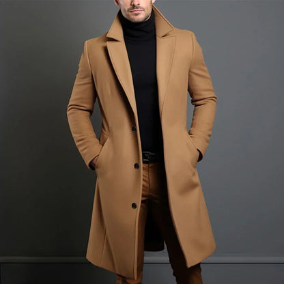 Manteau Homme Élégant en Laine Beige Boutonné - LuxeStyle