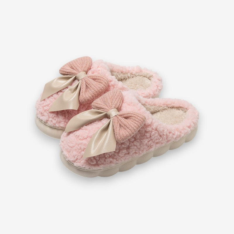 Chaussons Douillets à Bout Arrondi avec Nœud Charmant - LuxeStyle