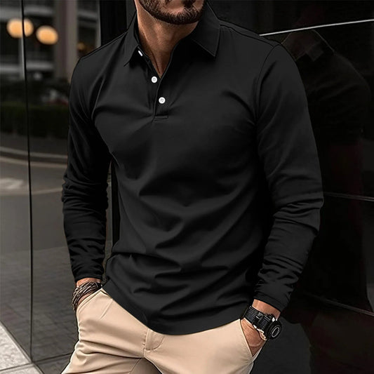 Chemise Casual à Manches Longues Col Montant - LuxeStyle