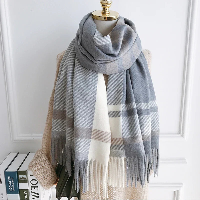 Écharpe Femme Hiver Carreaux Douce et Chaude