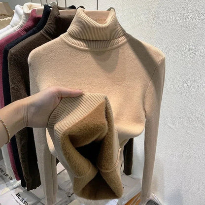 Pull Femme Laine Miel à Col Roulé Doux