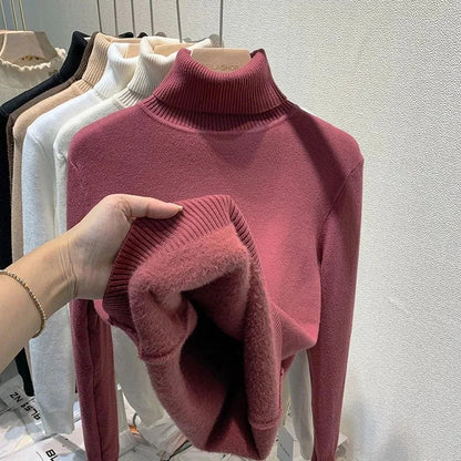 Pull Femme Laine Miel à Col Roulé Doux