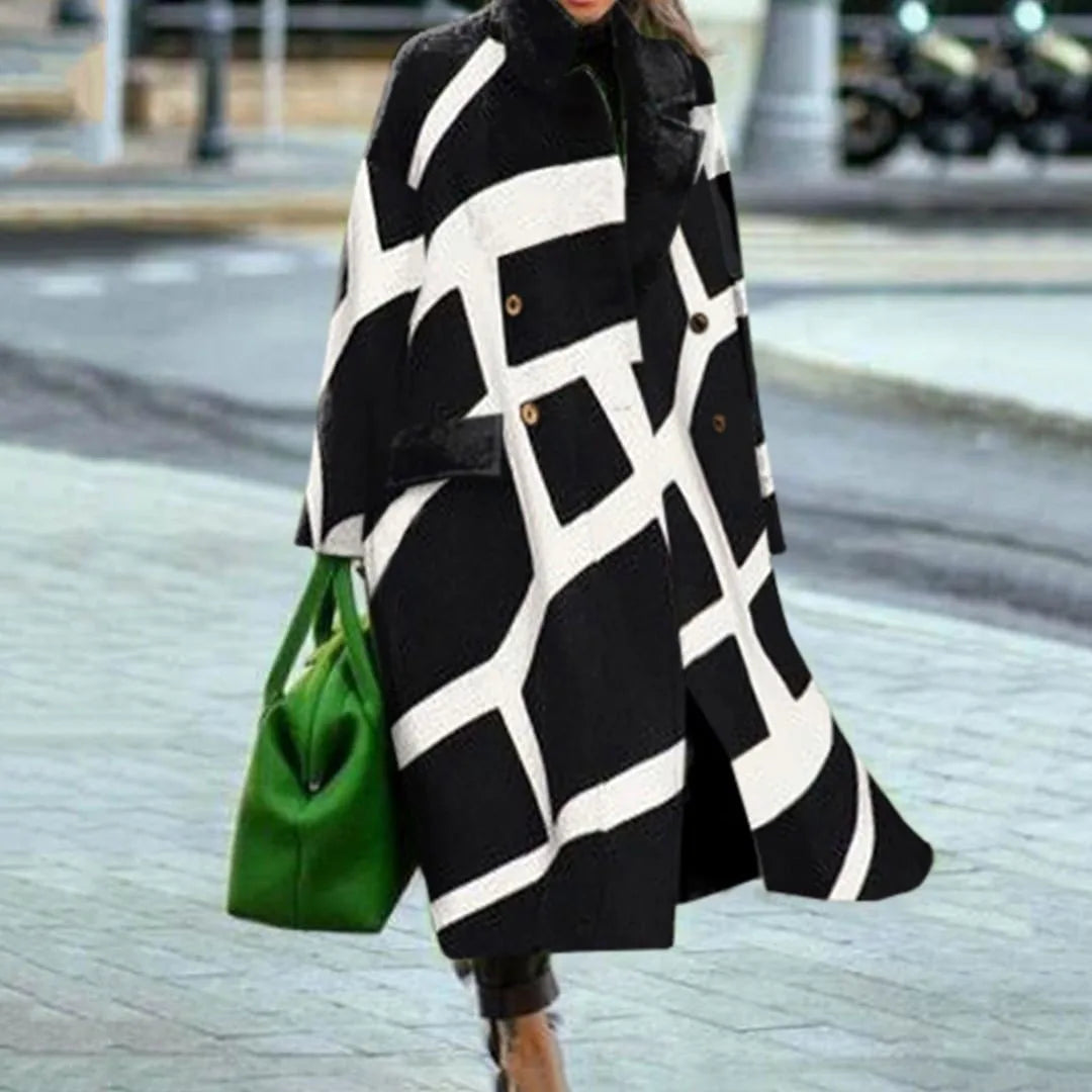 Manteau femme à carreaux colorés hiver
