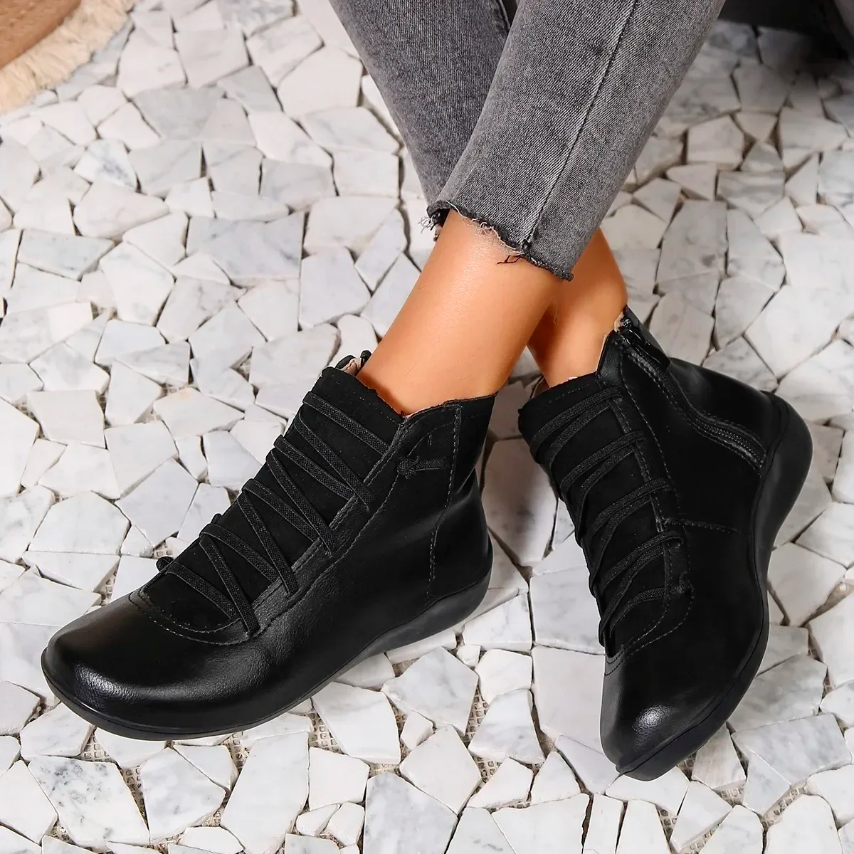 Bottines Femme Cuir Étanche Confortables