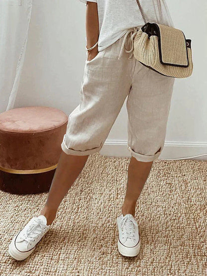 Short Décontracté Beige Femme avec Poches - LuxeStyle