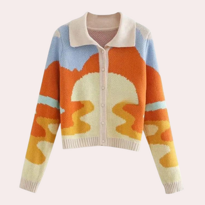 LEONTYNE - Cardigan Tricoté Rétro pour Femme