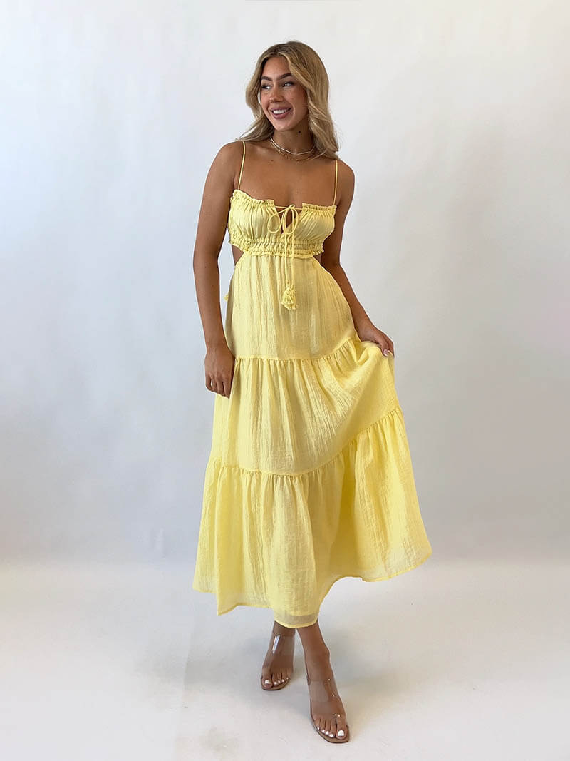 Robe Longue Jaune Été pour Femme - LuxeStyle