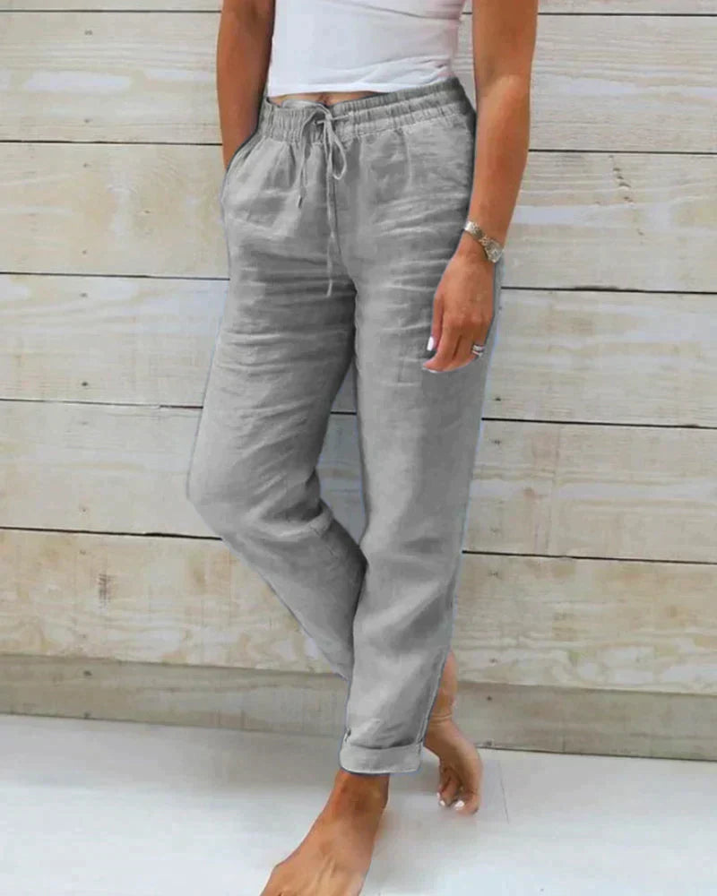 Pantalon Femme Élégant Slim avec Ceinture Élastique
