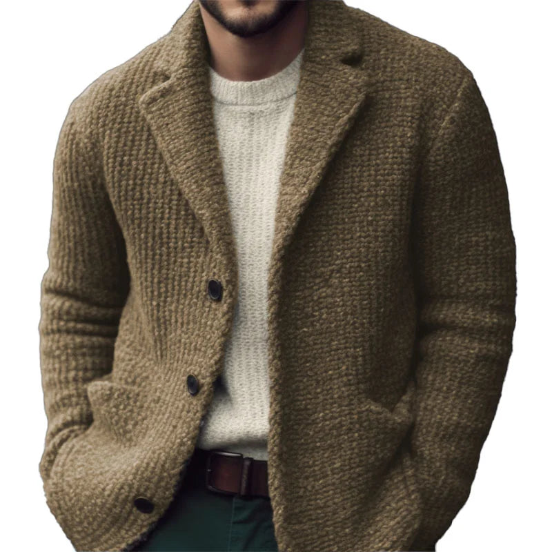 Manteau Hiver Homme Laine Beige Boutonné