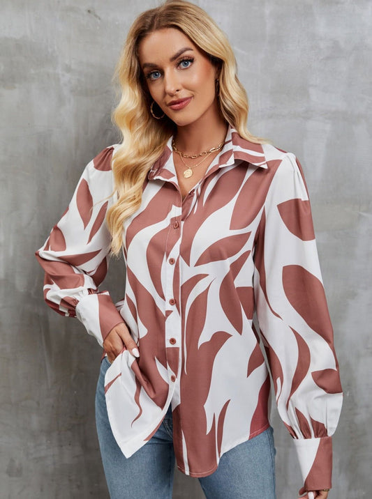 Chemise décontractée à manches longues imprimé floral - LuxeStyle