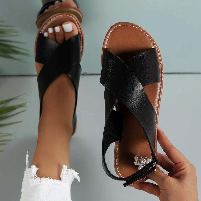 Sandales Femme Cuir Élégantes et Confortables pour Été - LuxeStyle