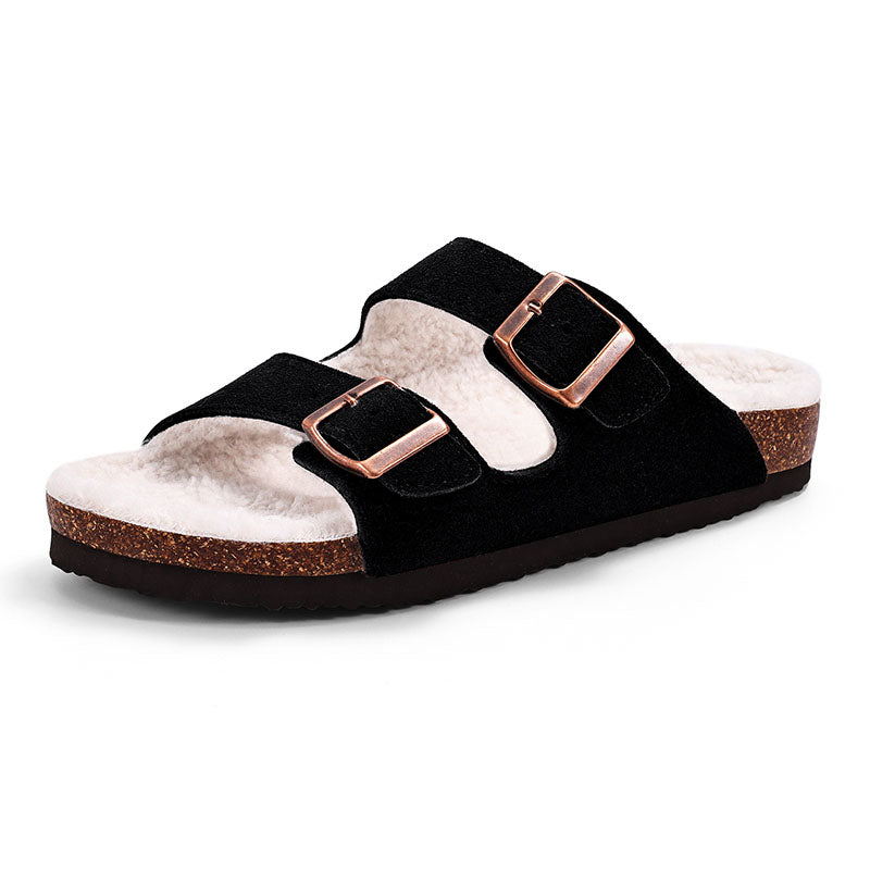 SuedeChic™ – Sandales Plates en Cuir Suédé & Élégance Décontractée