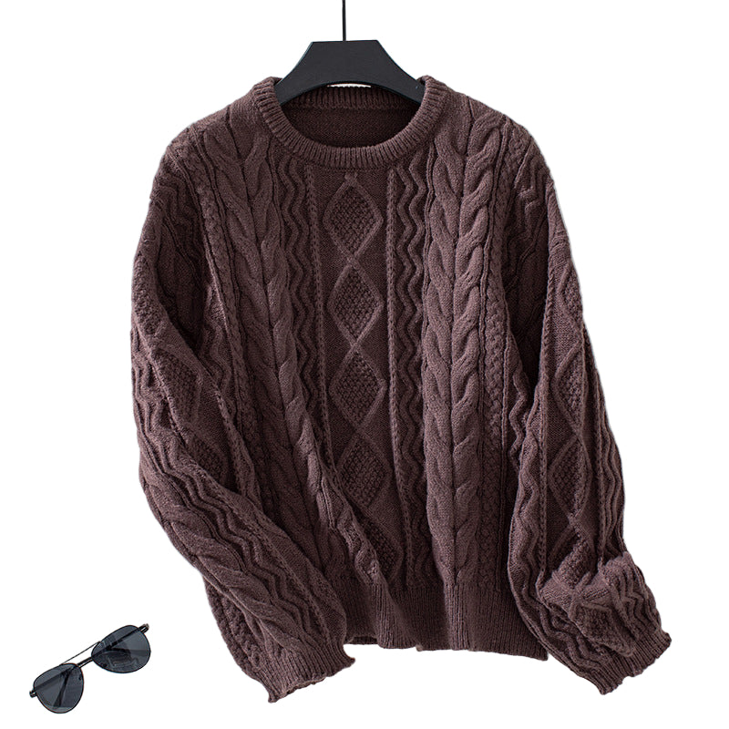 Pull en laine épais brun pour homme - LuxeStyle