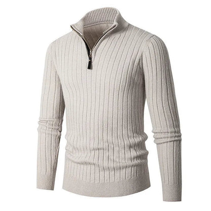 Pull Homme Laine Douce Col Montant Beige