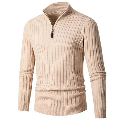Pull Homme Laine Douce Col Montant Beige