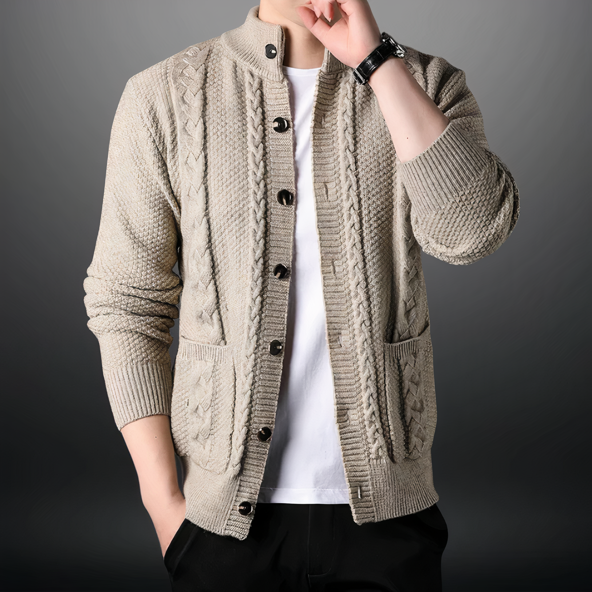 Gilet en maille gris foncé pour hommes
