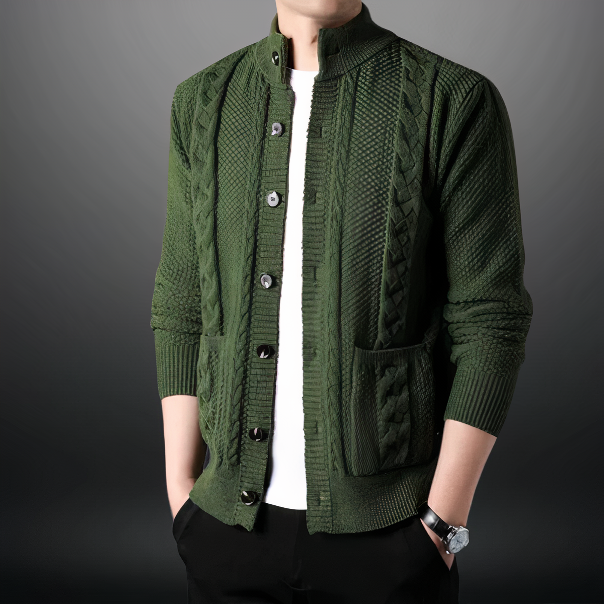 Gilet en maille gris foncé pour hommes