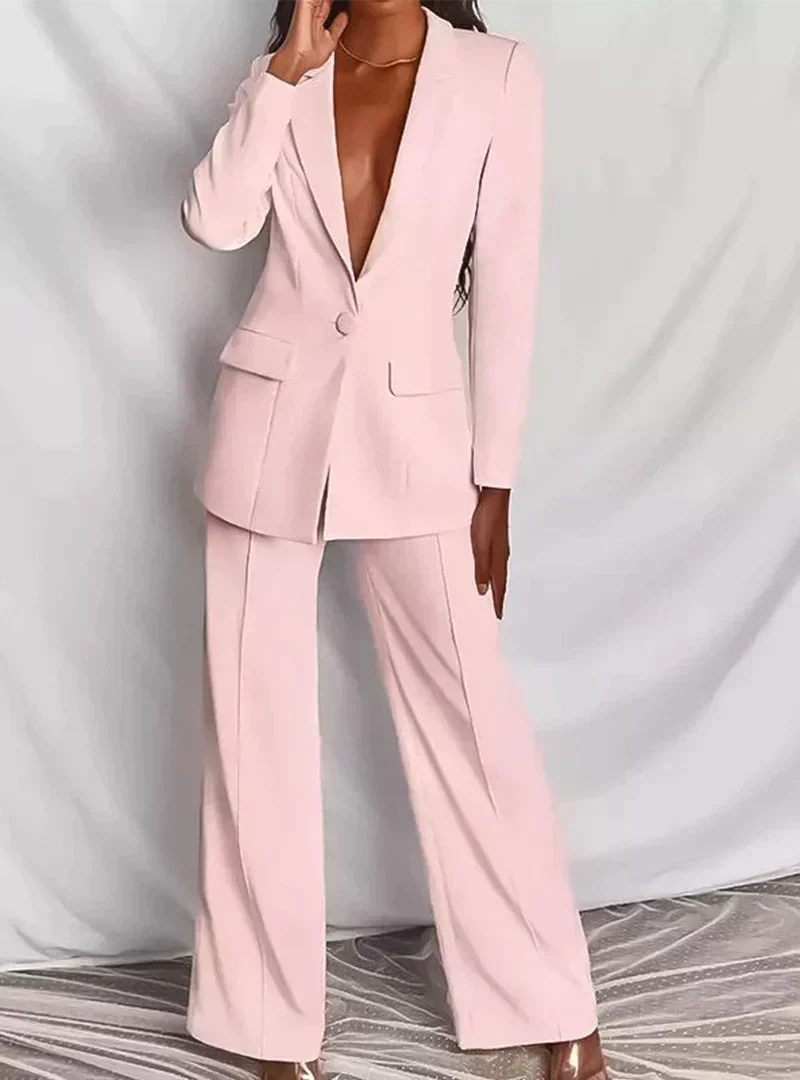 Costume Femme Chic Noir Tailleur et Pantalon