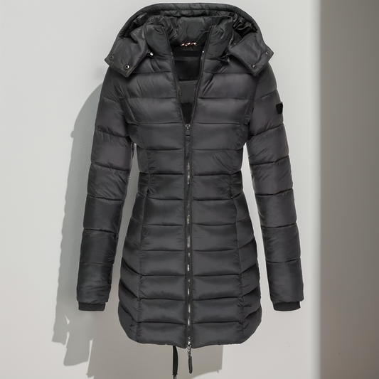 Parka femme noir avec capuche détachable - LuxeStyle