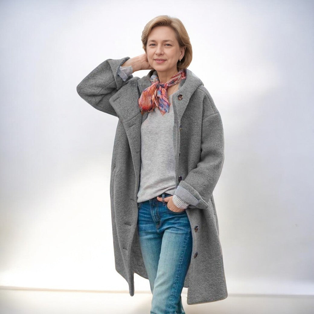 Manteau femme Chic à Capuche avec Poches et Fermeture Éclair
