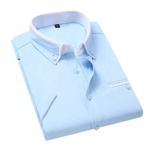 Chemise Homme Élégante Bleu Ciel à Contraste - LuxeStyle