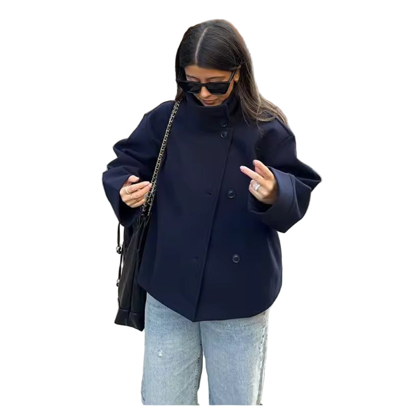 Manteau Femme Court Boutonnage Double Élégant - luxestyle