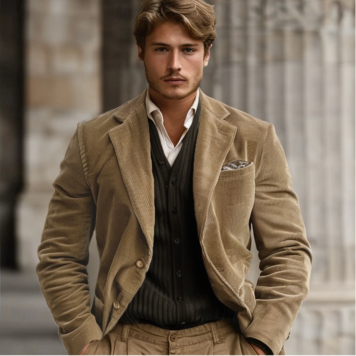 Veste Velours Soft Beige Homme - LuxeStyle