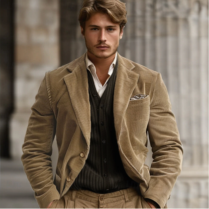 Veste Velours Soft Beige Homme - LuxeStyle