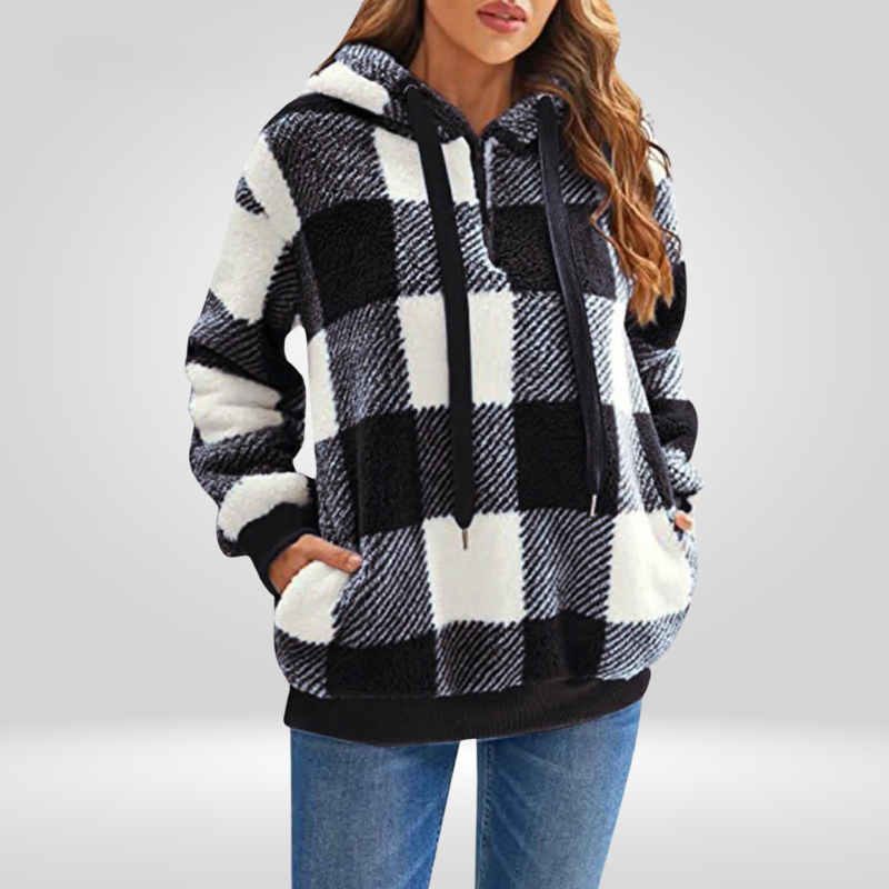 Sweat à capuche féminin rayé marine et blanc