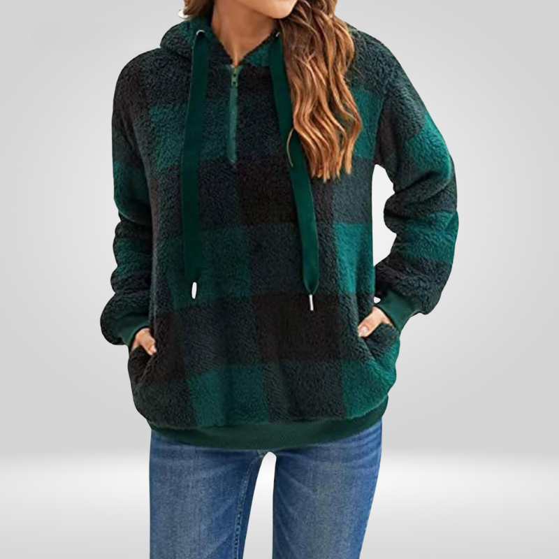 Sweat à capuche féminin rayé marine et blanc