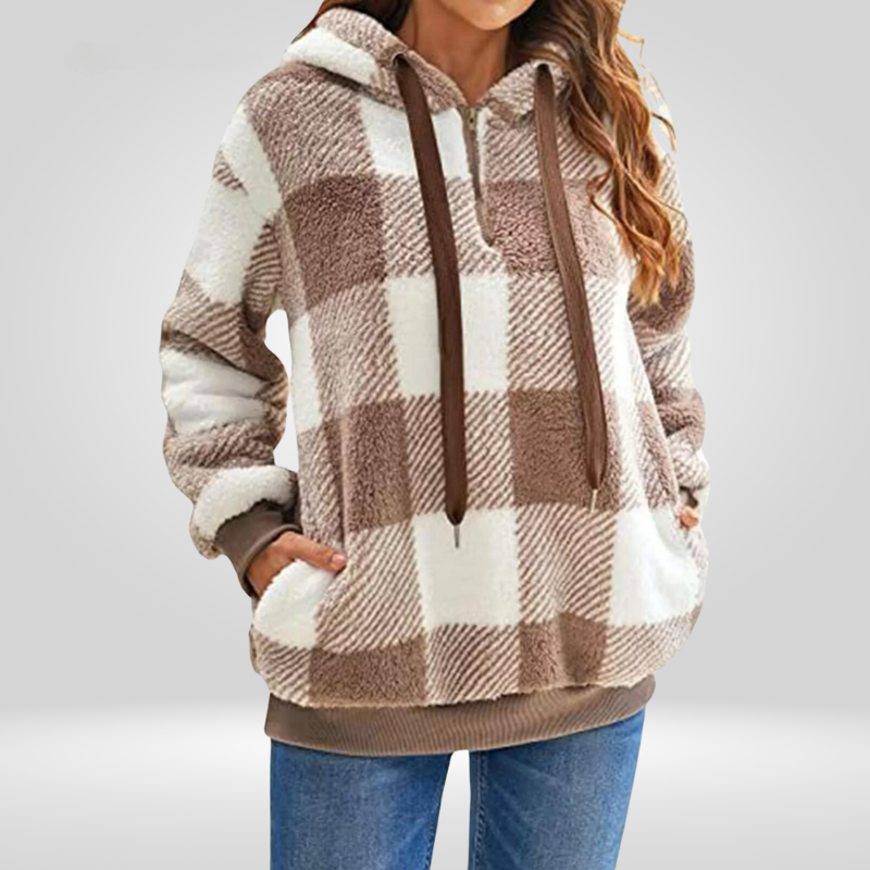Sweat à capuche féminin rayé marine et blanc