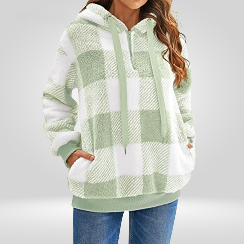 Sweat à capuche féminin rayé marine et blanc