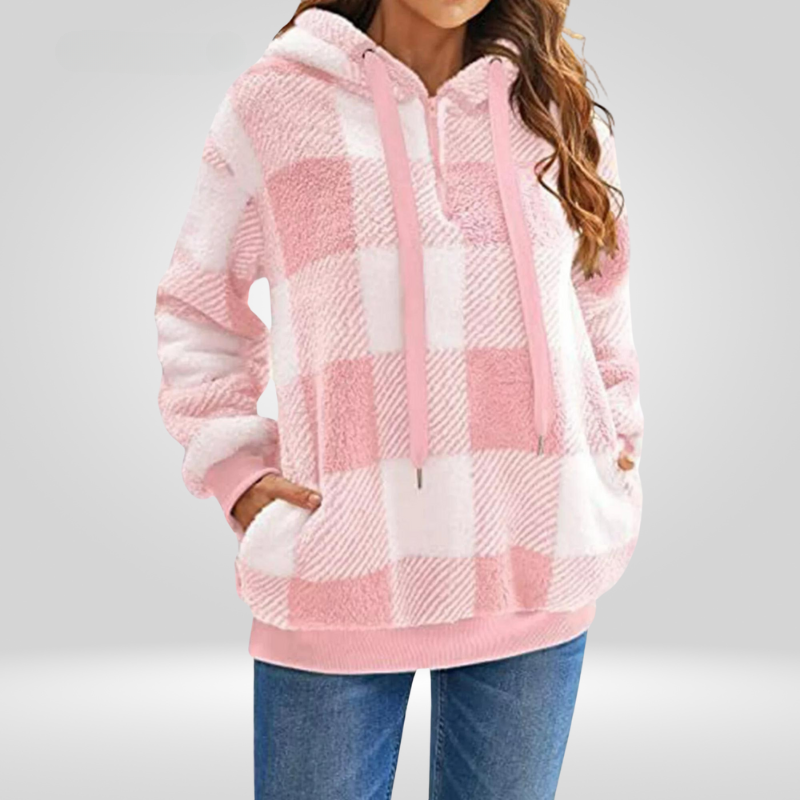 Sweat à capuche féminin rayé marine et blanc