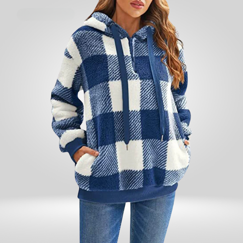 Sweat à capuche féminin rayé marine et blanc - LuxeStyle
