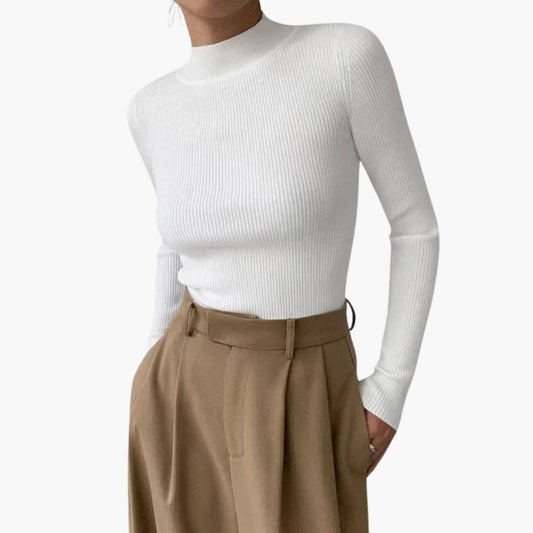 Pull femme col haut à manches longues - LuxeStyle