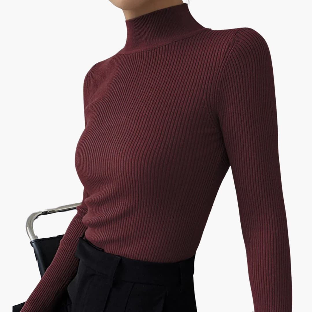 Pull femme col haut à manches longues