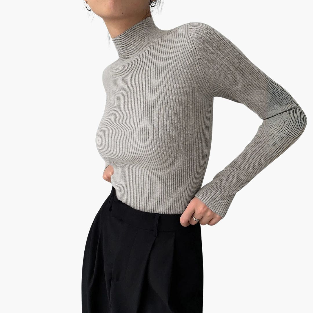 Pull femme col haut à manches longues