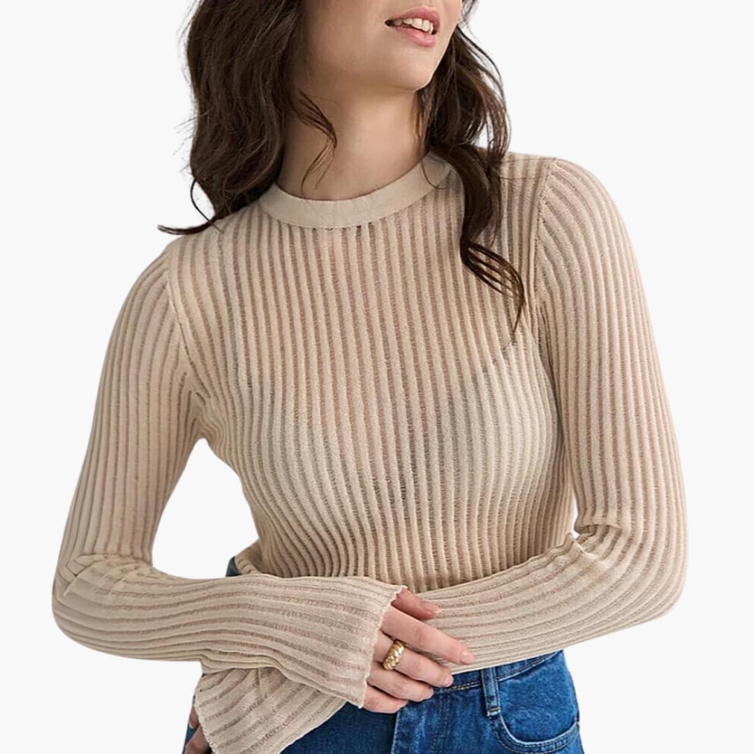 Top femme manches longues transparentes fantaisie - LuxeStyle