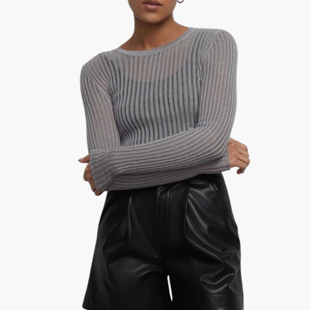 Top femme manches longues transparentes fantaisie