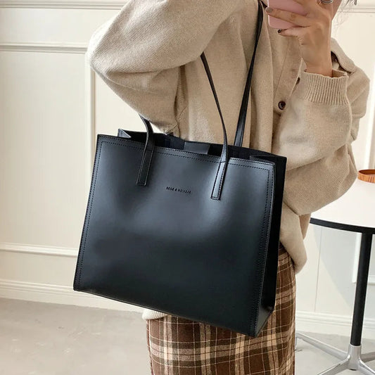 Sac à main femme cuir noir élégant grand modèle - LuxeStyle