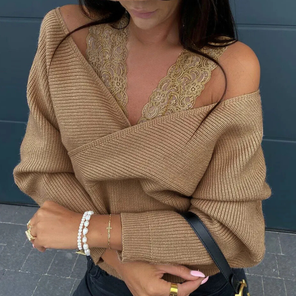 DARCY - Pull à Bretelles en Dentelle Polyvalent pour Femmes