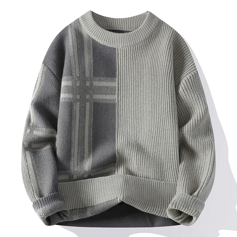 Pull Homme Col Rond Élégant Imprimé Patchwork Casual