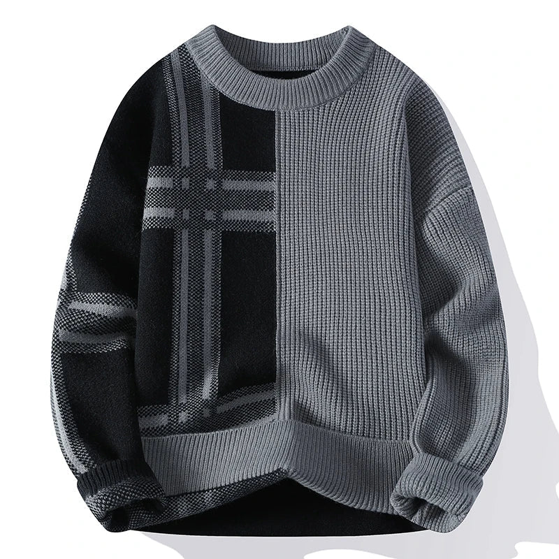 Pull Homme Col Rond Élégant Imprimé Patchwork Casual