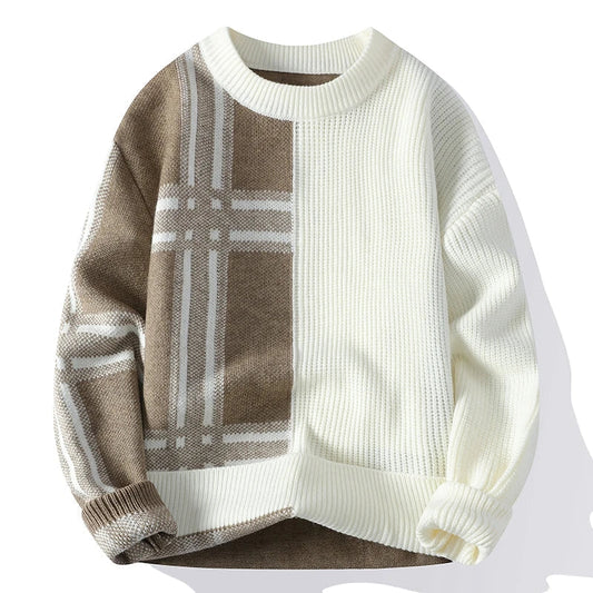 Pull Homme Col Rond Élégant Imprimé Patchwork Casual - LuxeStyle